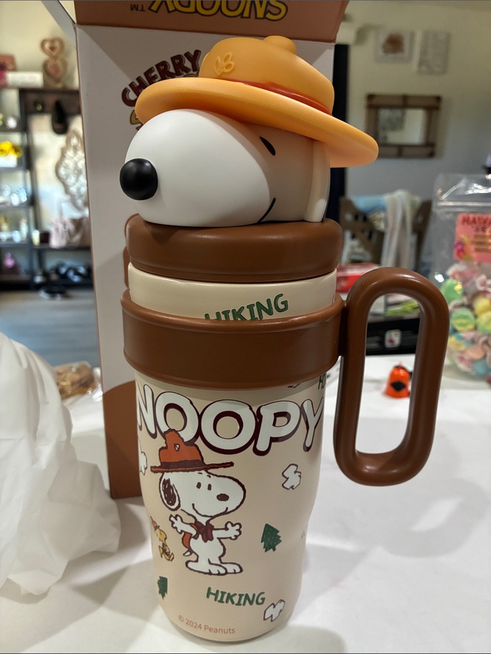 Snoopy Kids Hiking Travel Mug - Brown/Cream